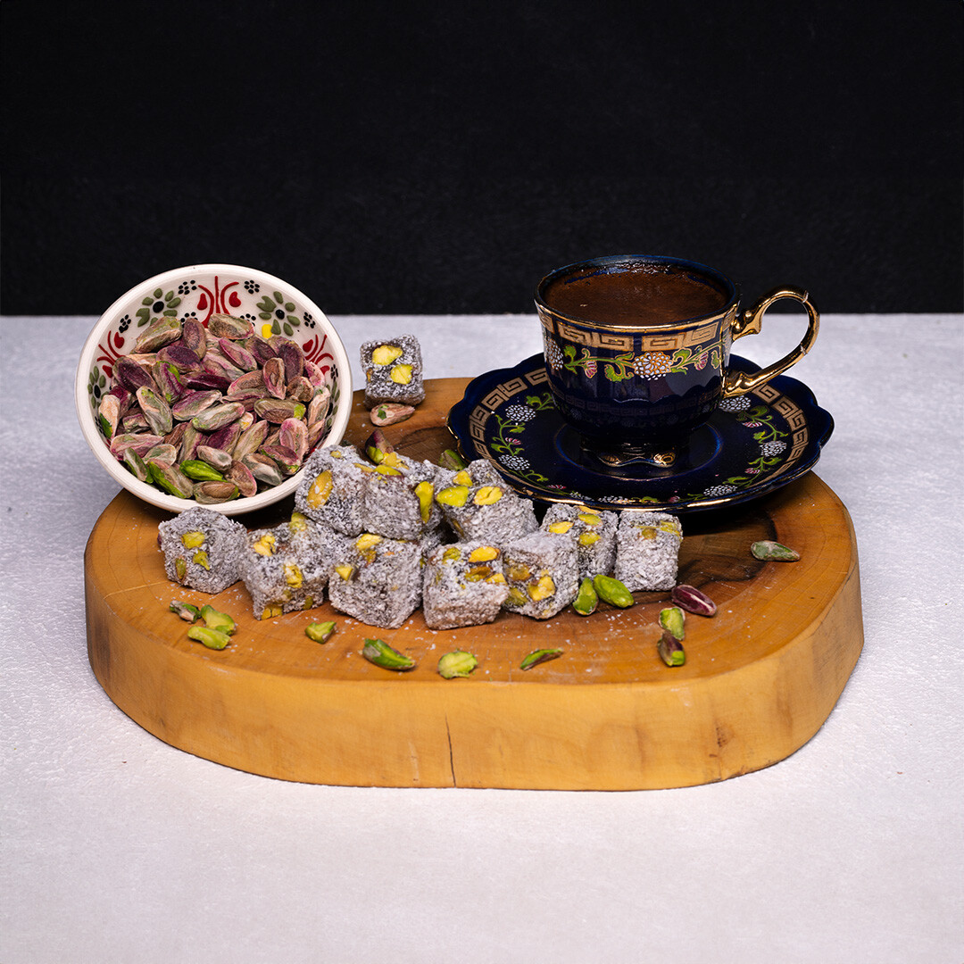 Antep Fıstıklı Hindistan Cevizi Kaplı Çifte Kavrulmuş Lokum - 